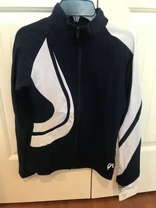 CLOSEOUT GK ELITE FULL ZIP FITTED WARM-UP JACKET ADULT NAVY/WHITE CHOOSE SIZE - Picture 1 of 3