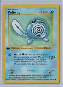Pokémon 1999 Base Set 1ª Edición POLIWAG 059/102 COMO NUEVO Paquete Nunca Jugado Fresco - Imagen 1 de 2
