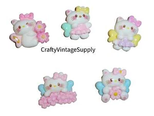 5 gatitos flor de cerezo cabujón tapa plana, botones, chincherías imanes - Imagen 1 de 3