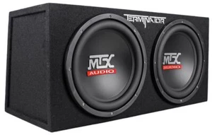 MTX Terminator TNE212D 1200 Watt 2 Ohm Dual 12” Subwoofers/Subs + Sealed Sub Box - Picture 1 of 8