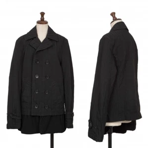 BLACK COMME des GARCONS gestreifter langer Fleece-Taschenmantel Größe S (K-138281) - Bild 1 von 12