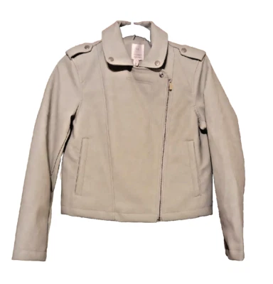 Nova Jaqueta LC Lauren Conrad Mint Camurça Artificial Zíper Completo Jaqueta de Moto Tamanho PXS Nova Com Etiqueta - Imagem 1 de 4