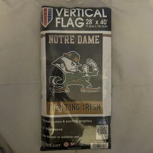 NEW ☘️ NOTRE DAME FIGHTING IRISH VERTICAL FLAG 28"X40" New in Package ☘️ NCAA - Picture 1 of 3