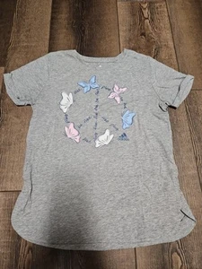 Adidas Girls Size 14 Gray Butterfly Shirt - Picture 1 of 2