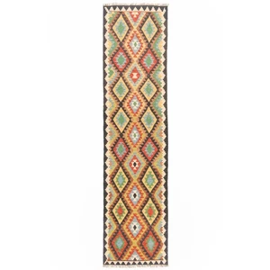 Kelim Afghan 312x80 cm Handgewebter Orientteppich kilim Wolle Carpet Rug Läufer - Picture 1 of 11