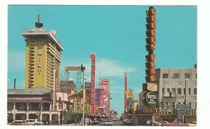 Vintage 1966 Curteichcolor Post Card Fremont Street at Main Las Vegas Nevada! - Picture 1 of 2