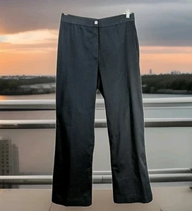 Chicos Womens 8 Pants Black Stretch Cotton Pockets Straight Leg Flat Front Mod - Picture 1 of 12