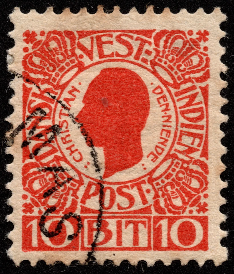 Sello de las Indias Occidentales Danesas Scott # 32 usado con ciudad de Santo Tomás muy ligera cancelar Foto 1 de 1