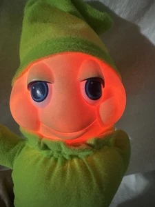 Vintage GREEN GLO WORM Plush Toy 1982 Original TESTED Lights Up WORKS - Picture 1 of 10