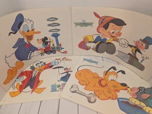 Vintage Walt Disney Placemats Set 4 Ludwig, Donald, Pluto, Pinnocchio 17.5"x11” - Picture 1 of 9