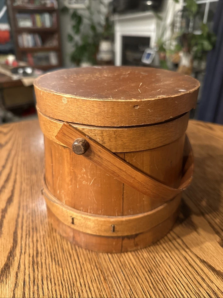 Vintage Handmade Antique Wooden Sugar Bucket 6.5” Dated & Signed - Image 1 of 4