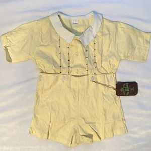 Completo pagliaccetto vintage Wee Brownie giallo cotone bambino ragazzo 2T bambino 1pz nuovo con etichette - Foto 1 di 8