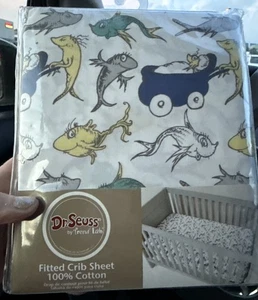NEW DR. SEUSS Nursery by Trend Lab Fish Cotton Fitted Crib Sheet Baby Gift - Picture 1 of 2