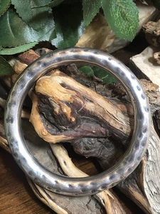 38. Taxco Sterlingsilber 950 gehämmert hohl dick Creolen Armreif Armband 7 5/8" - Bild 1 von 15