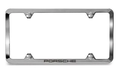 Genuine Porsche Slimline License Plate Frame w/Hardware Black, Polished, Brushed - Image 1 of 4