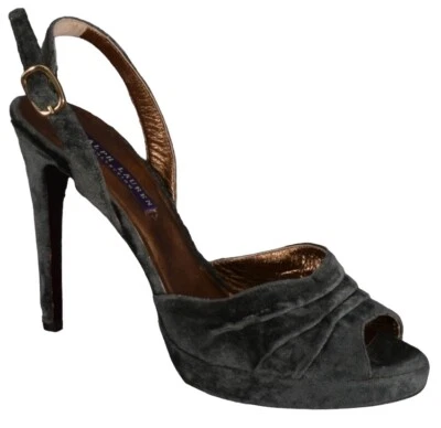 RALPH LAUREN туфли каблук платформе сосны бархата пряжки сандалии размер 7 новый - Изображение 1 из 4