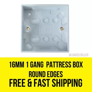 Lyvia 16mm Single 1 Gang Surface Mount Slim Pattress Back Box Rounded Edges - Picture 1 of 1