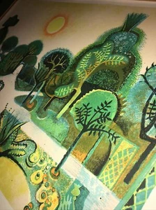 RARE MCM Richard Slater Garden Scene Serigraph 217/275 Signed & Numbered Modern - Picture 1 of 12