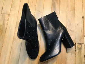RAG AND BONE AGNES STUDDED BLACK LEATHER HEELED BOOTIES NWOB SIZE 9.5(39.5) - Picture 1 of 6
