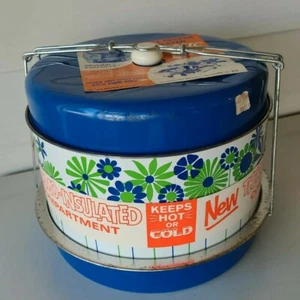 Cesto da picnic vintage secchio metallo triplo piano termoisolato metà secolo - Foto 1 di 12