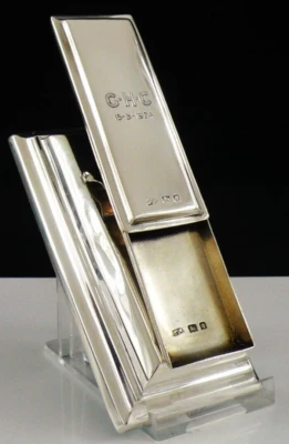 Novelty Sterling Silver Combination Stamp Case, Letter Clip Paperweight 1920 - Image 1 of 4