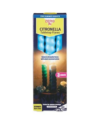 NEW & Boxed Blue Citronella Garden Flares (3 Pack) Bug & Pest Protection - Image 1 of 2
