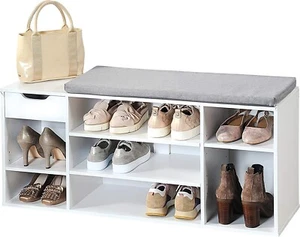 Kesper Schuhschrank mit Sitzkissen B 101 x H 48 x T 27 cm Farbe grau 15813-13 - Bild 1 von 6