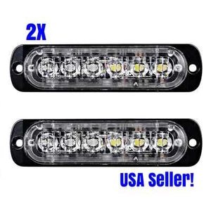 2X Amber/Yellow 6 LED Emergency Hazard Warning Flash Strobe Beacon Caution Light - Picture 1 of 5
