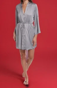 NEW! FLORA NIKROOZ SILVER/ GREY WOVEN WRAP ROBE / MSRP $88/A Great Gift! /MEDIUM - Picture 1 of 3