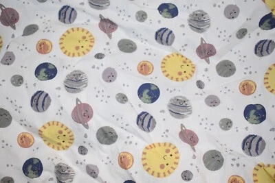 K4 Set of 2 TREND LAB Planets Outer Space White & Blue Cotton Fitted Crib Sheets - Image 1 of 4
