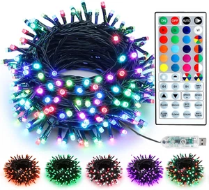 Color Changing Easter String Lights, 33Ft 100 LED RGB Christmas Lights, USB Past - Picture 1 of 12