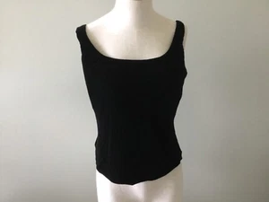 Dana Bachman Petite 6 Samt schwarz Top Cami neu kurz cropped gefüttert Seide - Bild 1 von 3