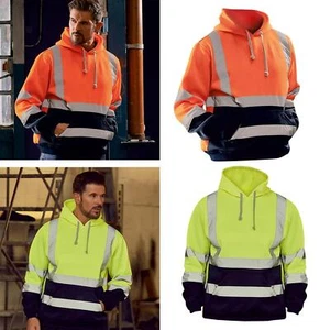 Safety High Visibility Mens Hoody Sweatshirt with Pockets - Picture 1 of 88