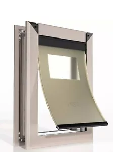 MEDIUM. Weatherproof Dog Door - Telescoping Tunnel Aluminum Champagne Gold - Picture 1 of 11