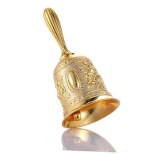 Super Loud Solid Brass Gold Hand Call Bell for Ringing at Wedding, Hand Bells - Picture 1 of 7