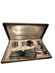 Vtg 30 Pc Feinstahl Solingen Ehrenfeld Alpaca German Silverware Set W/ Box - Picture 1 of 16