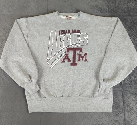 Texas A&M Aggies Sweatshirt Red Oak Vintage Long Sleeve Adult Medium Gray Cover