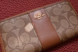 Signature Coach Wallet Long Zip Khaki Saddle NWT - Picture 1 of 7