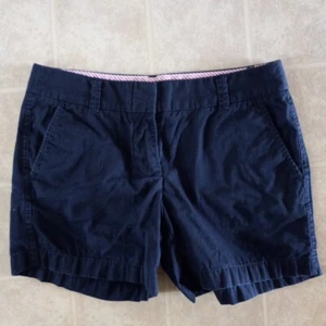 J Crew Womens Chino Shorts Size 4 Navy Cotton Stretch Flat Front Button - Picture 1 of 3