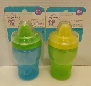 2 Well Beginnings Hard Spout Sippy Cup 9 oz 6 mo+ BPA free Baby Toodler - Picture 1 of 2