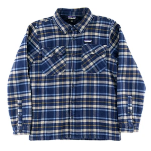 Patagonia Mens Medium Fjord Insulated Flannel Long Sleeve Button Up Shirt Jacket - Picture 1 of 14