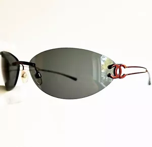 CHANEL sunglasses vintage rare oval red cherry frame wrap frameless cateye 4049 - Bild 1 von 8