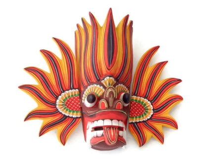 Arte de máscara de fuego para decoración de pared de madera hecha a mano de 10" (para protección y armonía) Foto 1 de 4