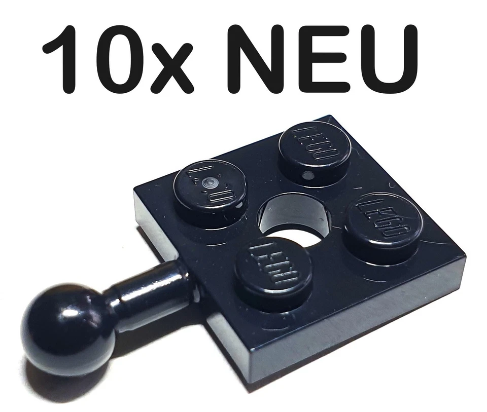 10x NEU LEGO® 15456 Platte 2x2 mit Kugel, Kupplung, Deichsel; Schwarz, Black #11 - Bild 1 von 1
