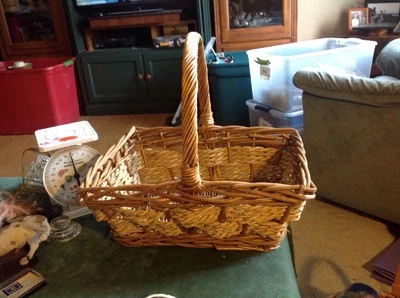 Wicker Rattan Rectangular Sturdy Basket W/ Handle Decor Display Storage Flowers - Image 1 of 4