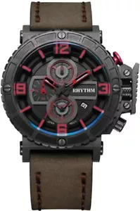 Rhythm Stylish Extreme 401 Black & Brown Chronograph Watch - I1401I04 - Picture 1 of 2