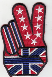 UK Friedensschild bestickte Patches 3,5""x2,5"" Aufbügeln - Bild 1 von 1