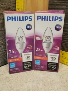 Philips LED B11 Candle Candelabra Base 25W EQ 2.7 Watt Warm/Soft White Light - Picture 1 of 10