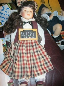 Porcelain school girl doll - Picture 1 of 4