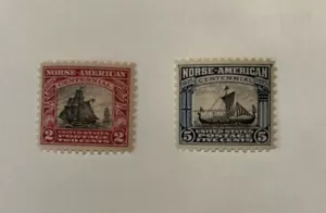 Juego completo de estampillas de Scott de Estados Unidos 620-621 como nuevas edición nórdico-estadounidense de 1925 - Imagen 1 de 2